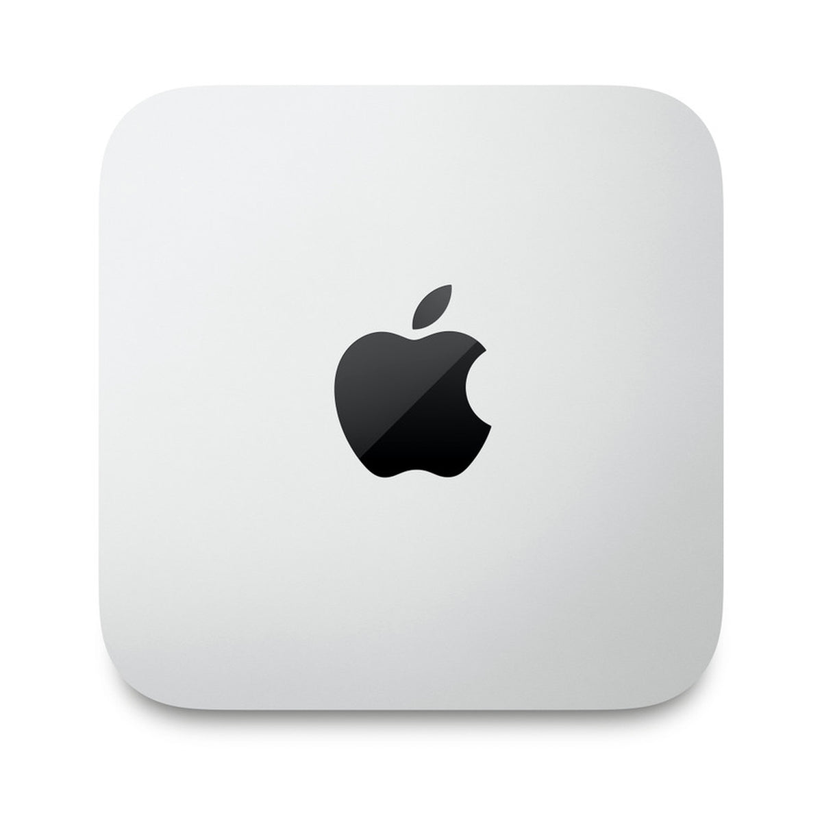 Mac Studio visto desde arriba, con el logo de Apple