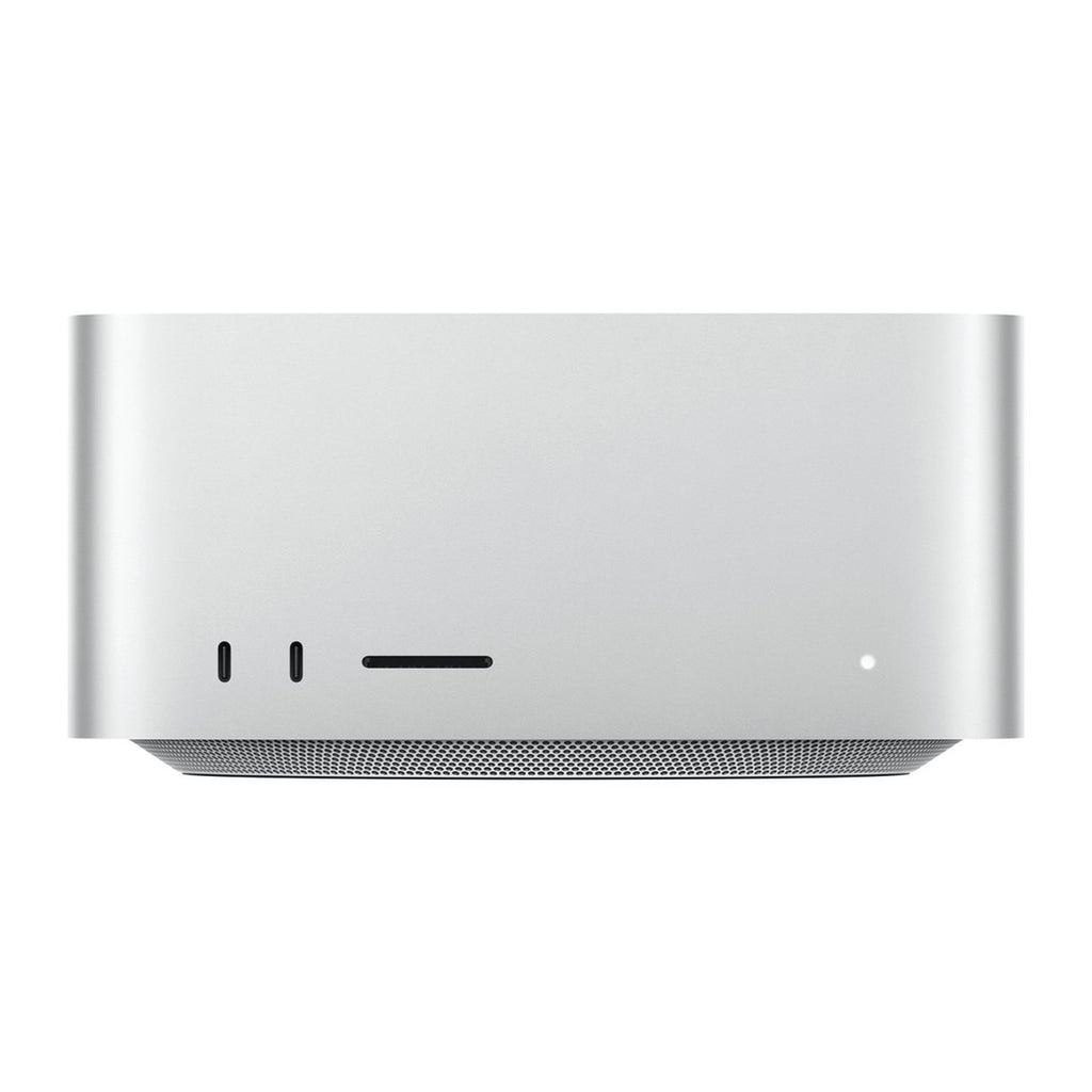 Mac Studio de frente, con dos puertos USB-C y lector de tarjetas SD
